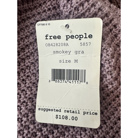 New Free People Purple Moonshine Cold Shoulder Sweater Medium Woven Knit Boho - Picture 5 of 10